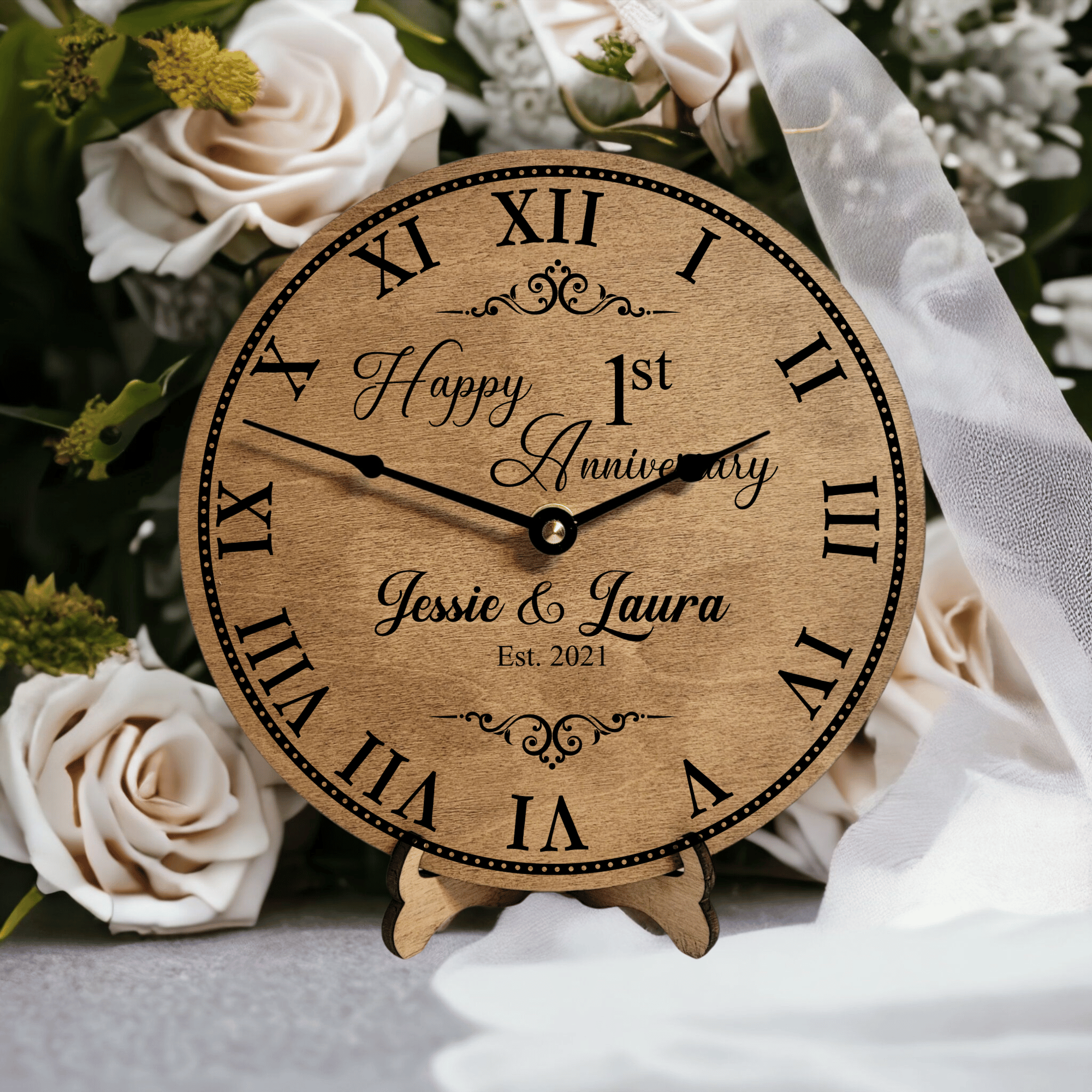 Happy 1st Wedding Anniversary Clock