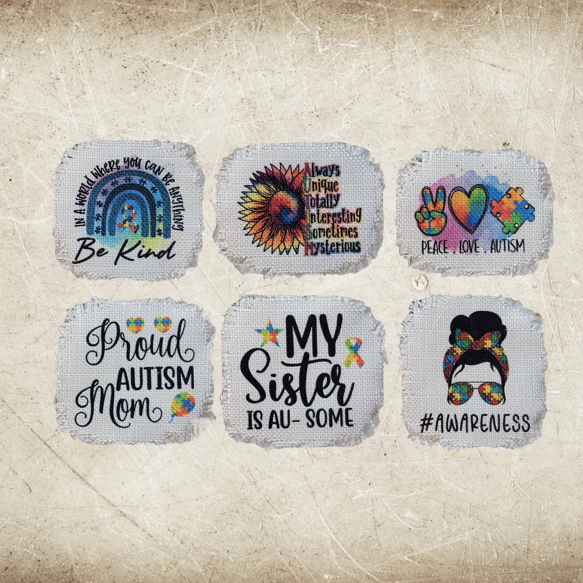 Autism Awareness Frayed Sublimation Hat Patches - Designodeal