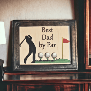 Best Dad By Par Framed Sign - Personalized Gift for Dads and Stepdads