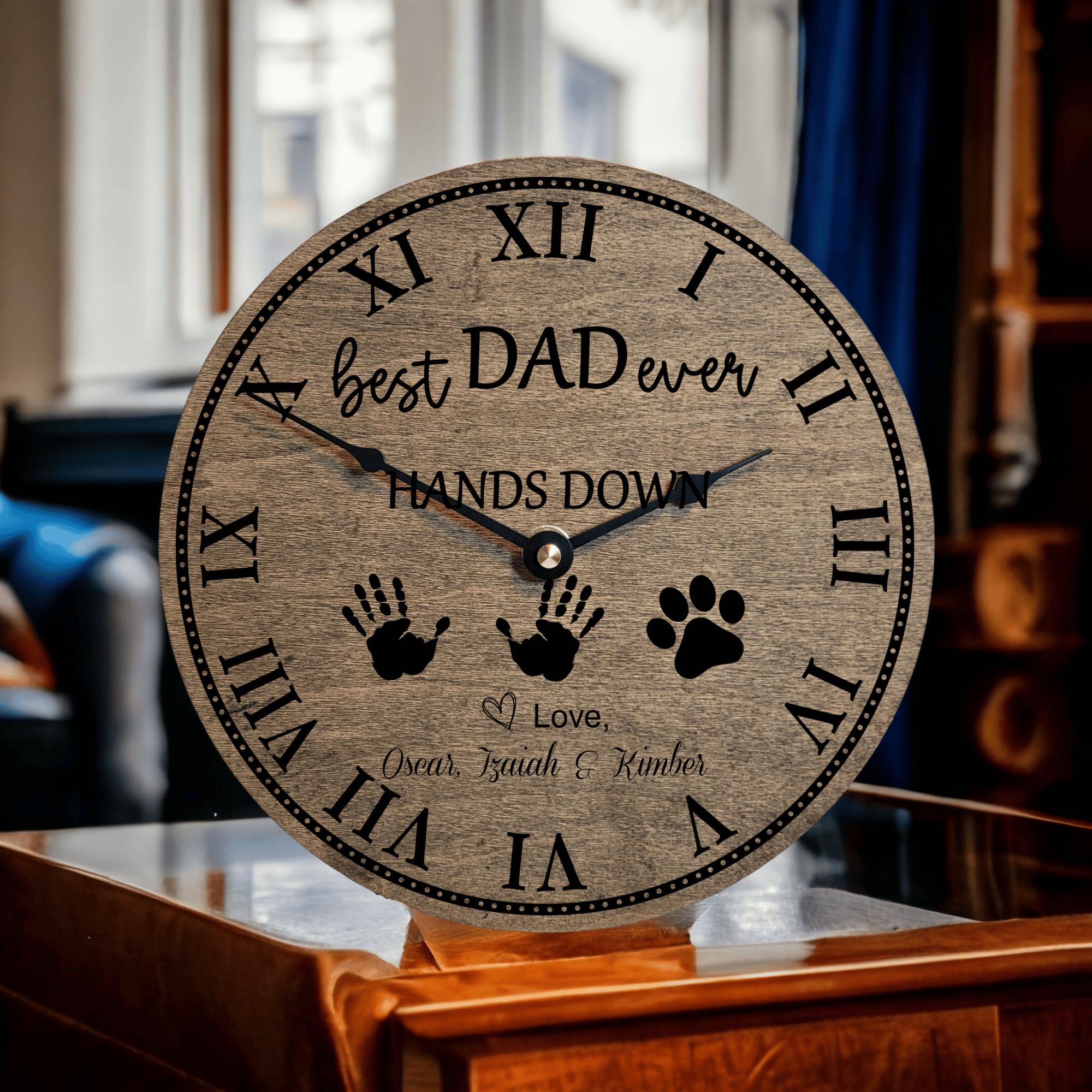 Best Dad Ever Hands Down Clock for Father's Day Personalized Gift