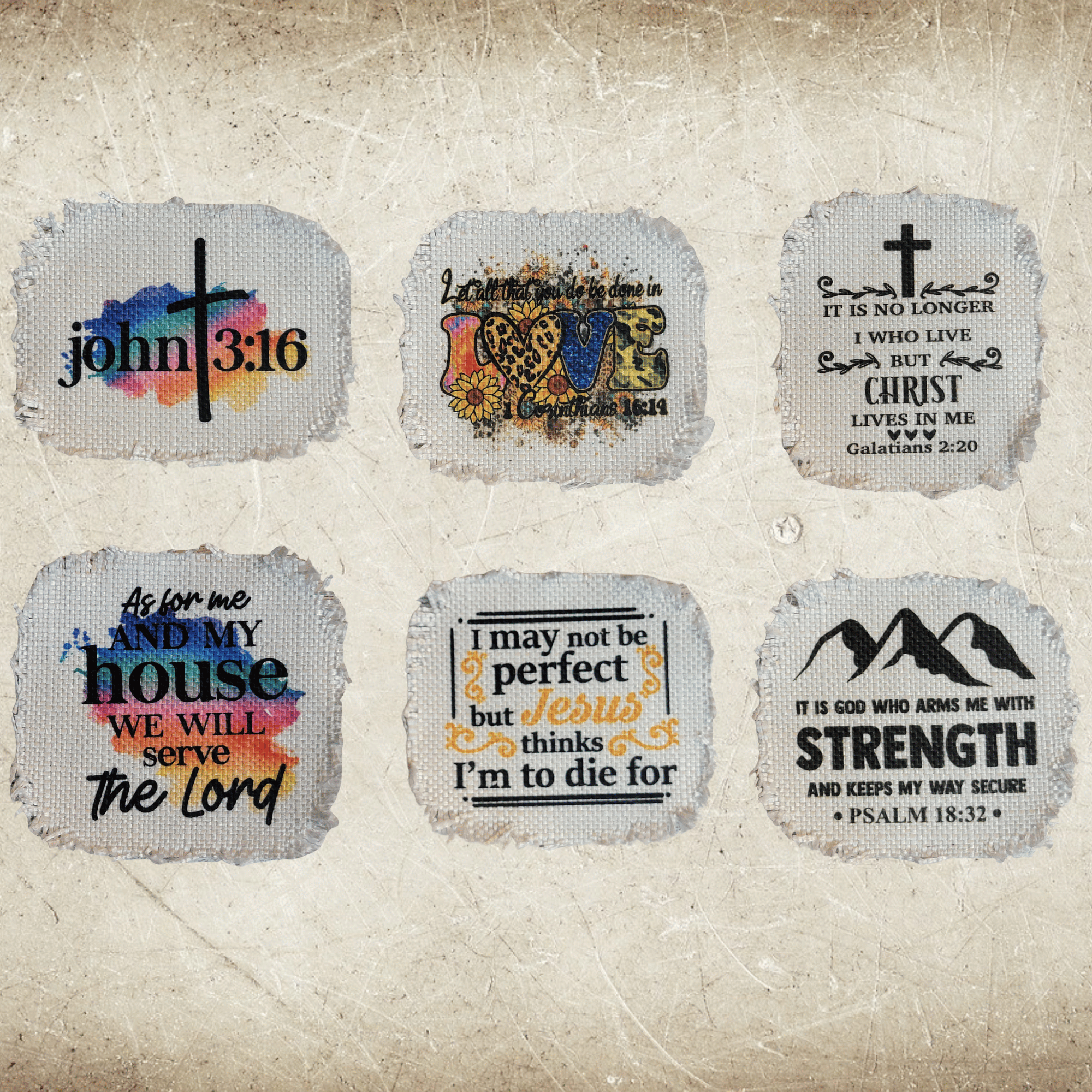 Religious frayed sublimation hat patches for hats