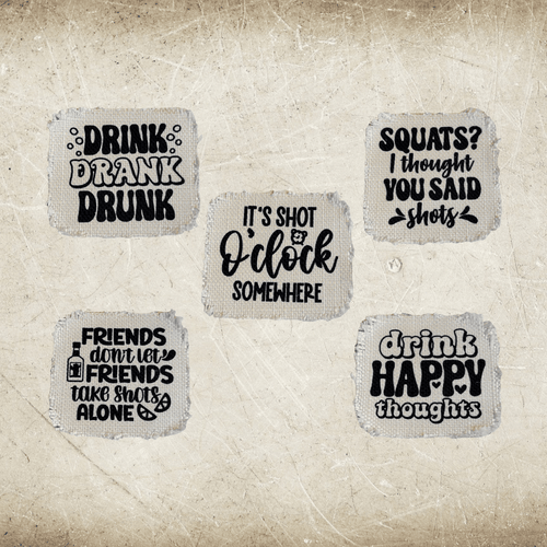 Drinking Sayings Frayed Sublimation Hat Patches - Designodeal