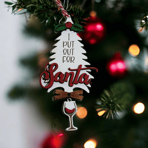 I Put Out for Santa Christmas Ornament with Hanging Glass of Wine