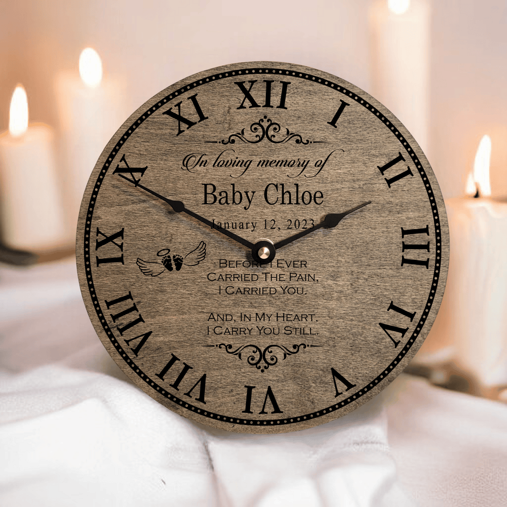 Angel Baby I Carry You Still Personalized Child Memorial Clock