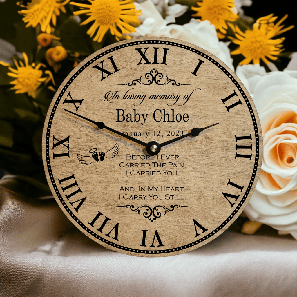 Angel Baby I Carry You Still Personalized Child Memorial Clock