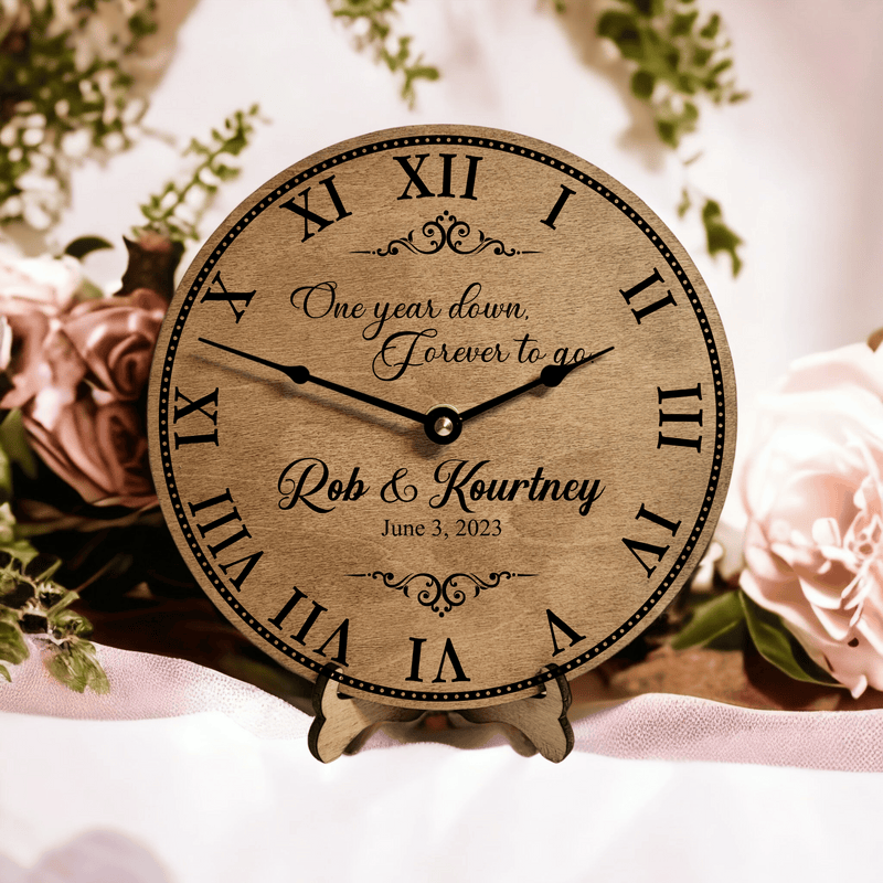 One Year Down Forever To Go Wedding Anniversary Clock – Designodeal