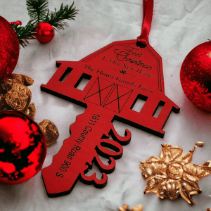 Farmhouse Red Barn New Home Personalized Ornament