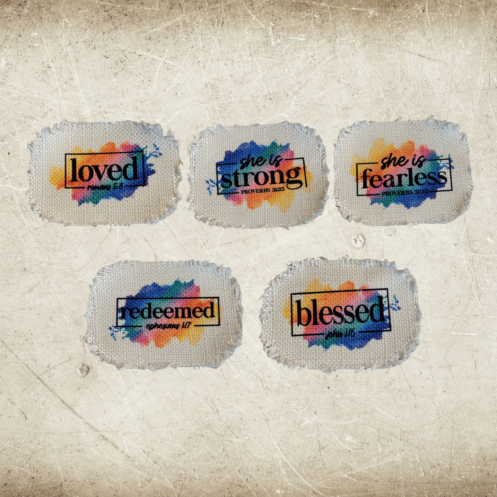 Bible Verse Empowerment Sayings Frayed Sublimation Hat Patches - Designodeal