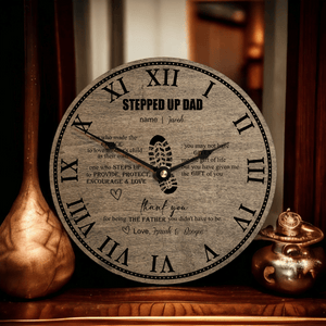 Stepped Up Dad Clock for Stepdads for Father's Day Personalized Gifts