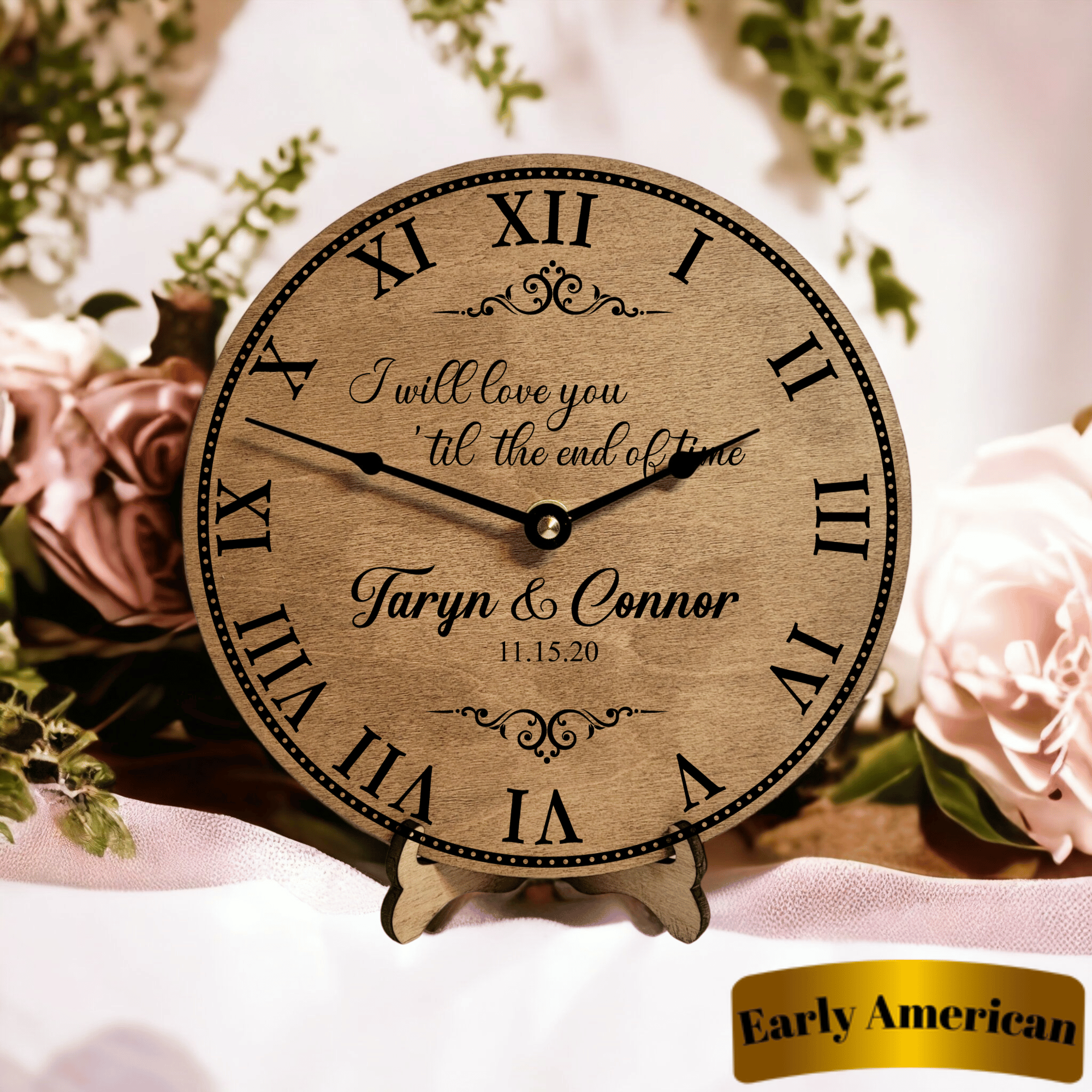 I Will Love 'Til the End of Time Wedding or Anniversary Clock