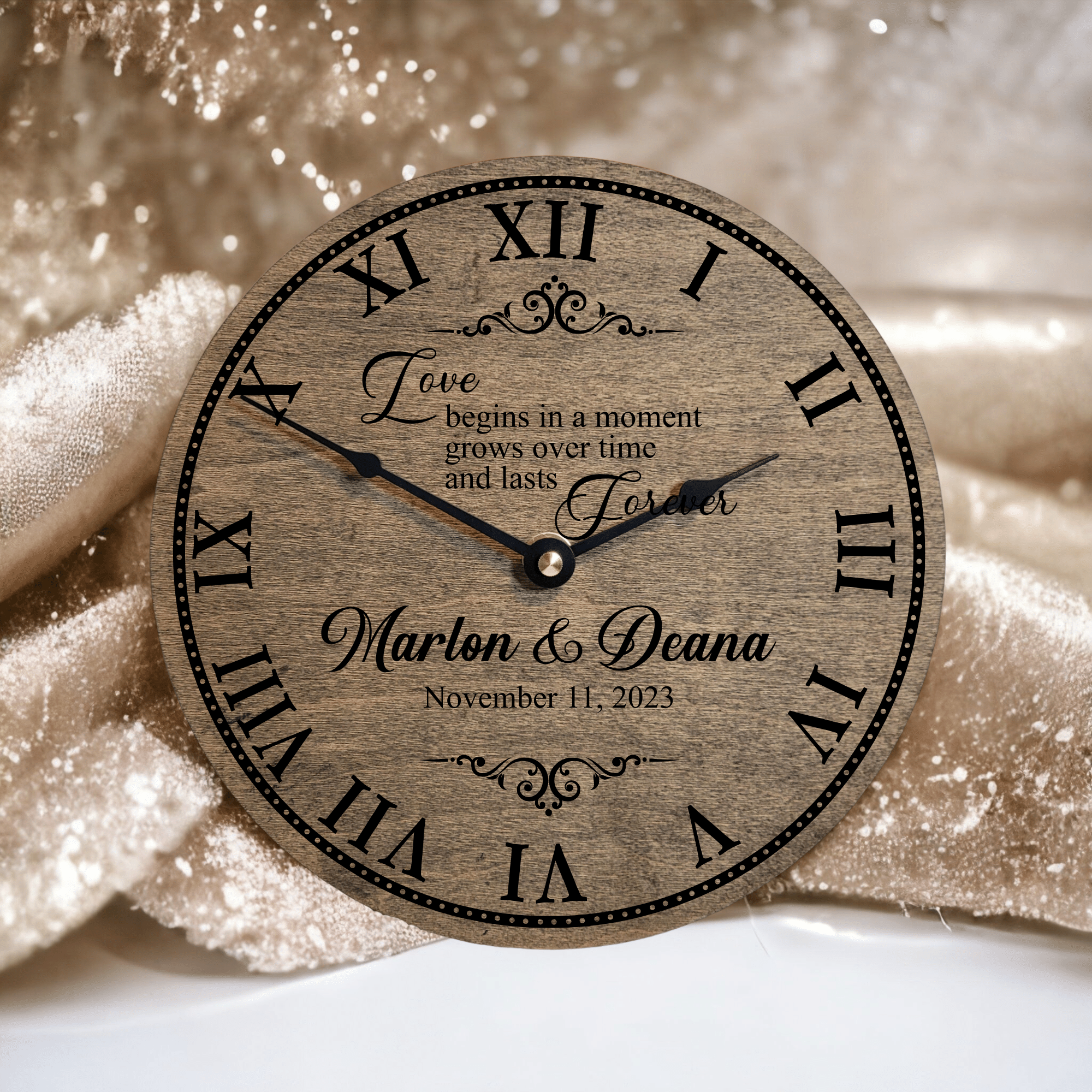 Love Begins In a Moment and Lasts Forever Wedding or Anniversary Clock