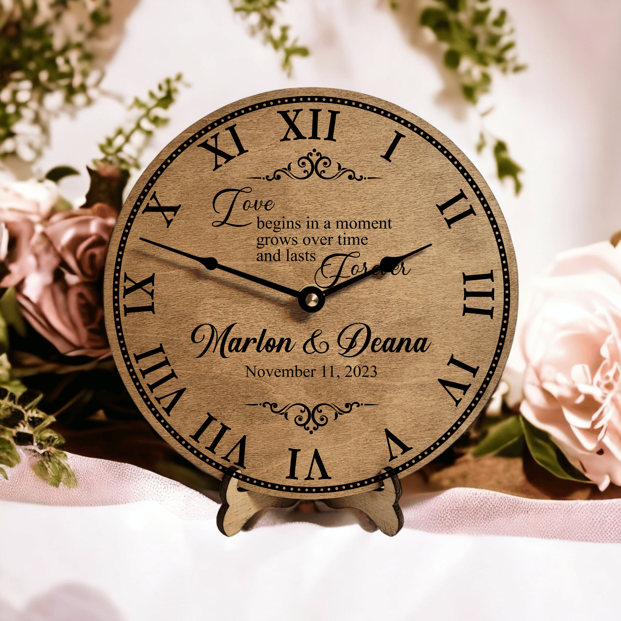 Love Begins In a Moment and Lasts Forever Wedding or Anniversary Clock