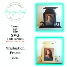 Load image into Gallery viewer, 2021 Graduation 5x7 Photo Frame SVG Laser Digital Download Files - Designodeal

