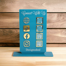 Load image into Gallery viewer, Acrylic Connect With Us Personalized Social Media Sign With Business Name - Vertical Rectangle 6x10 - Designodeal
