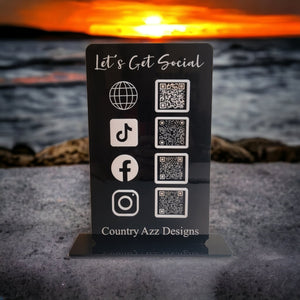 Acrylic Let's Get Social Personalized Social Media Sign With Business Name - Vertical Rectangle 6x10 - Designodeal