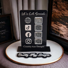 Load image into Gallery viewer, Acrylic Let&#39;s Get Social Personalized Social Media Sign With Business Name - Vertical Rectangle 6x10 - Designodeal
