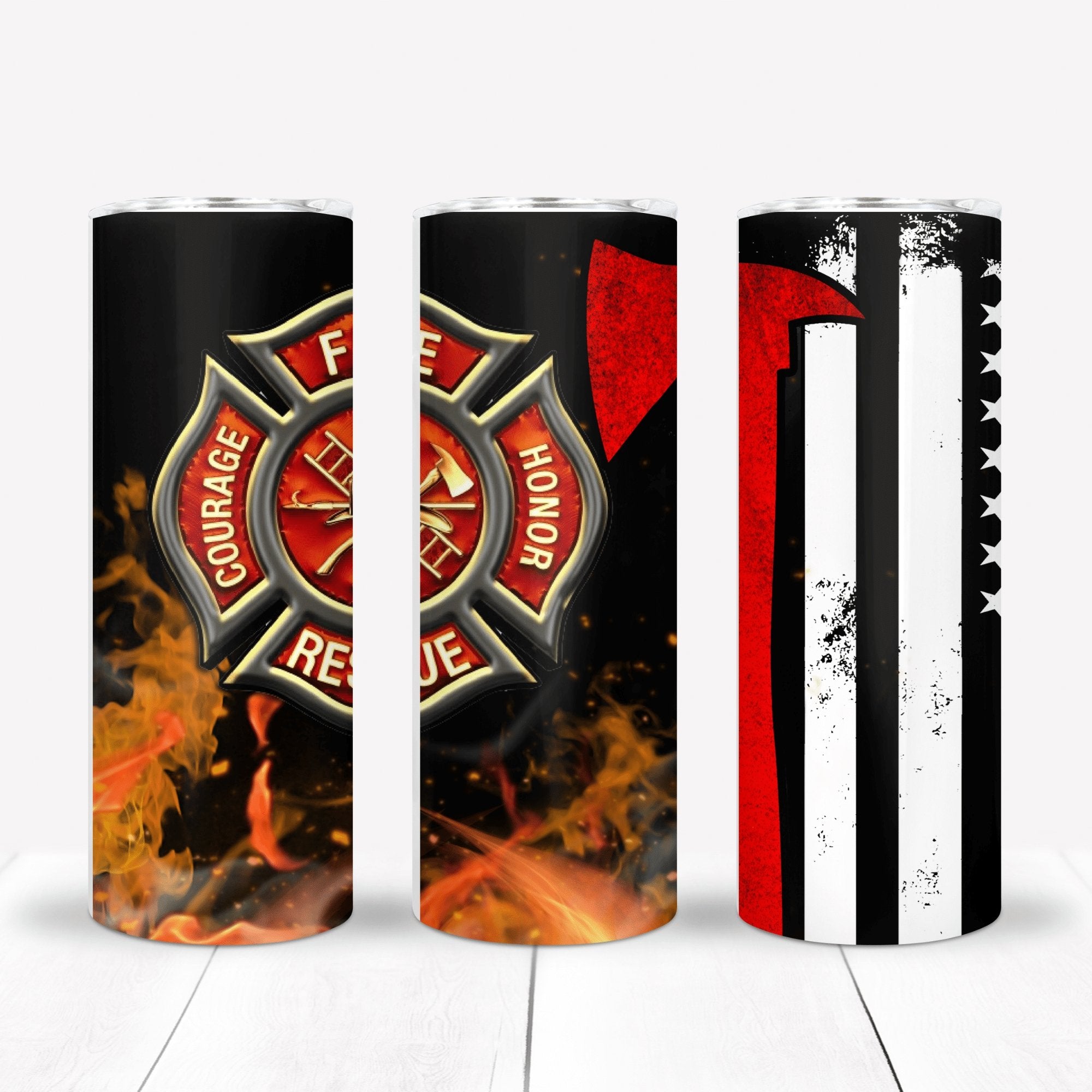 American Firefighter Red Line Axe Sublimation Tumbler Straight Skinny - Designodeal