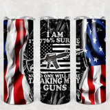 American Flag with Bullets 2nd Amendment Sublimation Tumbler 20oz Straight - Designodeal