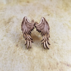 Angel Wings Maple Wood Stud Earrings - Designodeal
