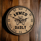 Armed and Dadly Guns Custom Clock for Dads and Stepdads - Designodeal