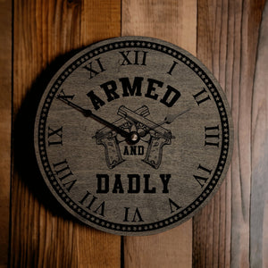 Armed and Dadly Guns Custom Clock for Dads and Stepdads - Designodeal