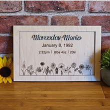 Load image into Gallery viewer, Birth Announcement Baby Stats Wood Sign
