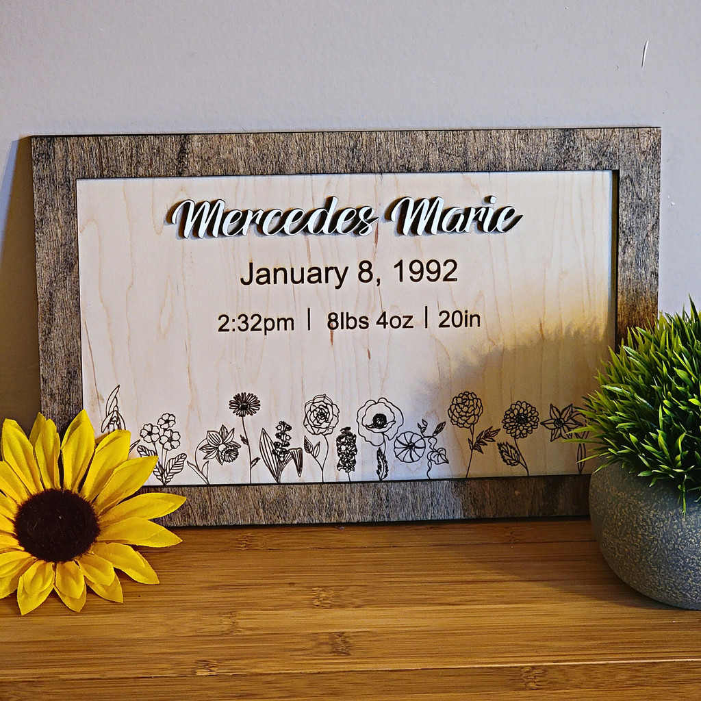Birth Announcement Baby Stats Wood Sign