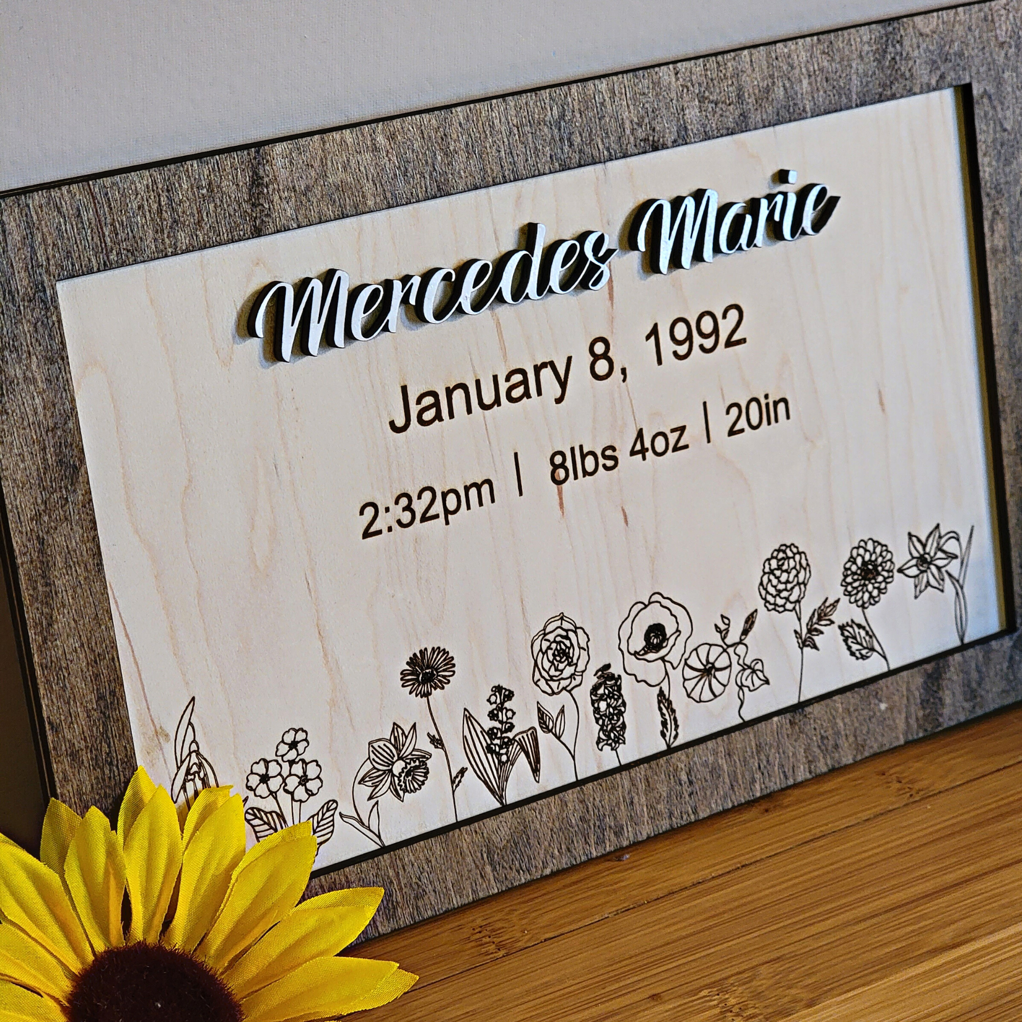 Birth Announcement Baby Stats Wood Sign