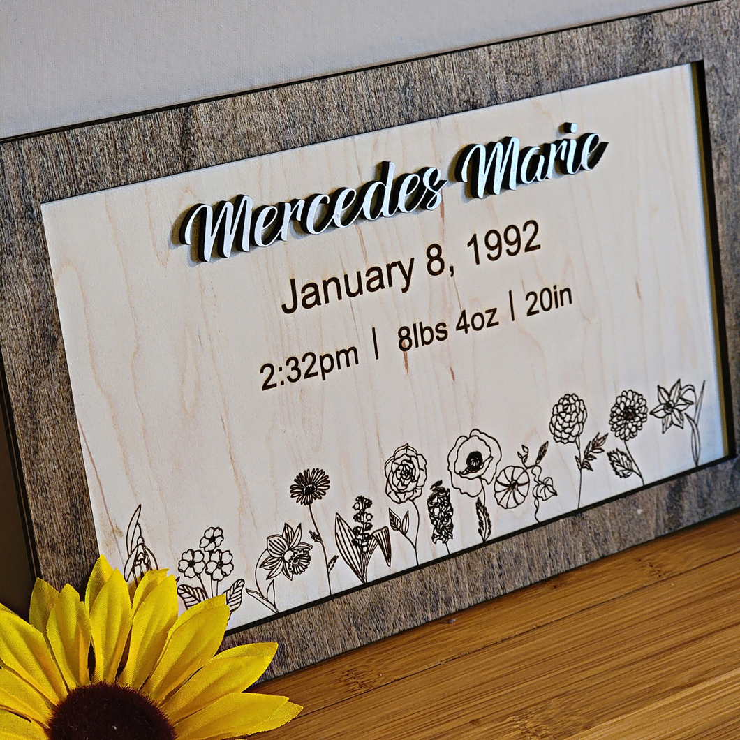 Birth Announcement Baby Stats Wood Sign