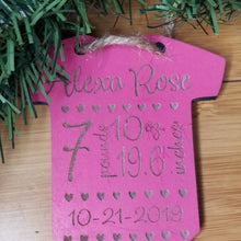 Load image into Gallery viewer, Babys First Christmas Ornament Keepsake with Newborn Stats - Designodeal

