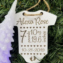 Load image into Gallery viewer, Babys First Christmas Ornament Keepsake with Newborn Stats - Designodeal
