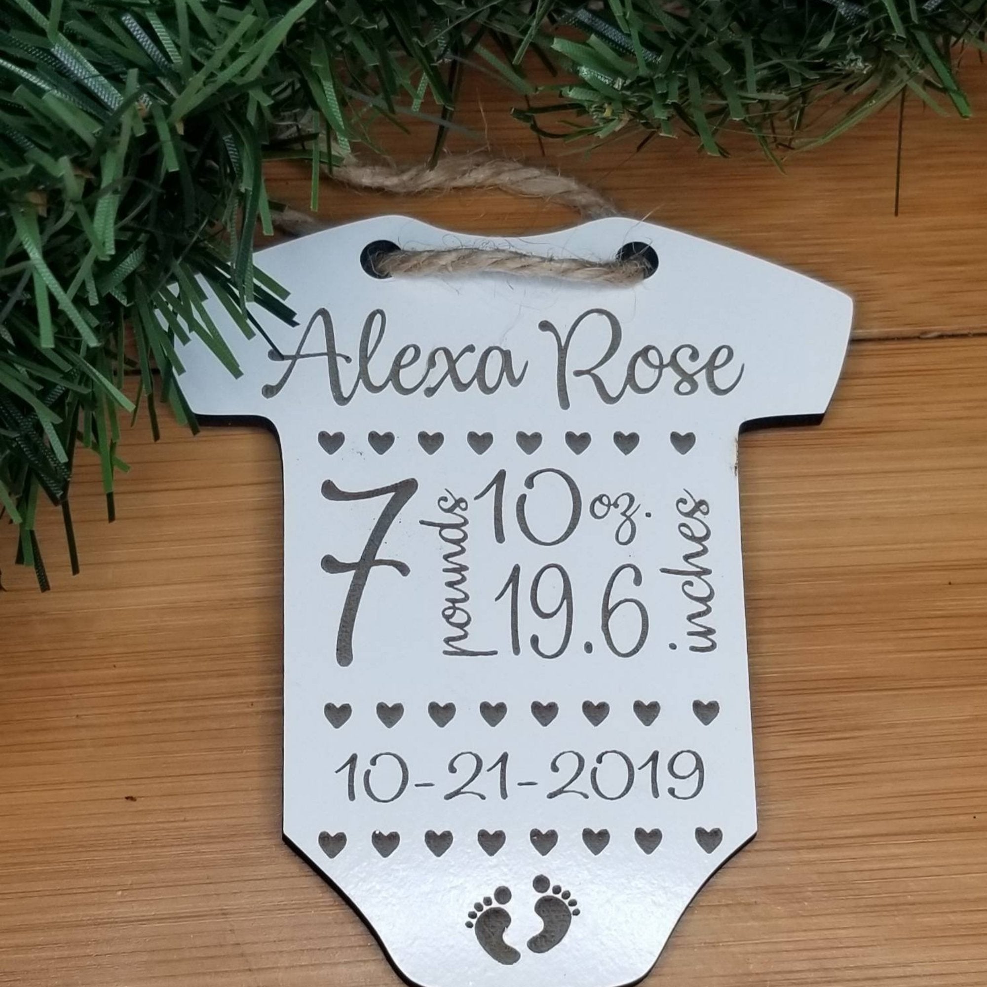 Babys First Christmas Ornament Keepsake with Newborn Stats - Designodeal