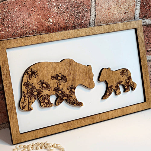 Bear Mommy & Me Sign - Daddy & Me Animal Sign - Designodeal