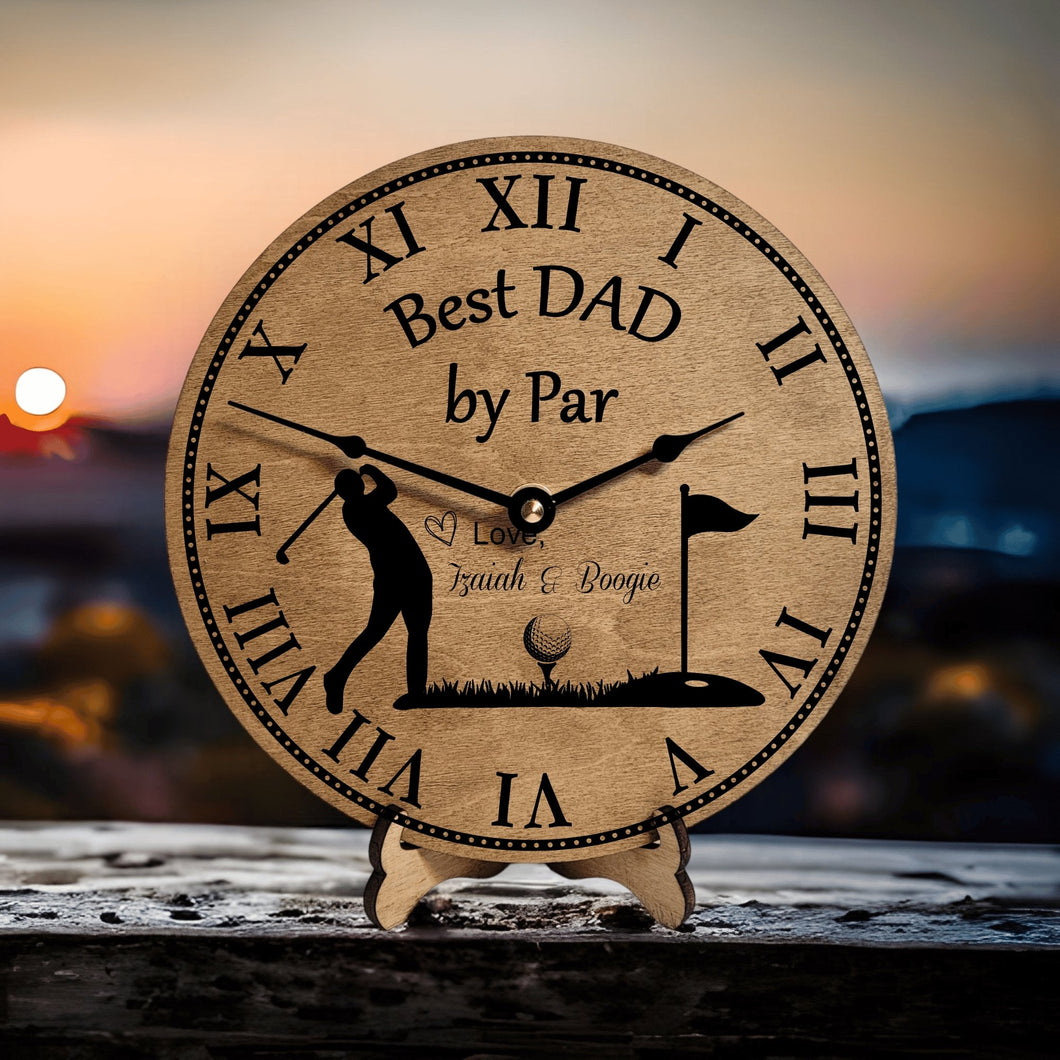 Best Dad By Par Clock Personalized Gift for Father's Day - Designodeal