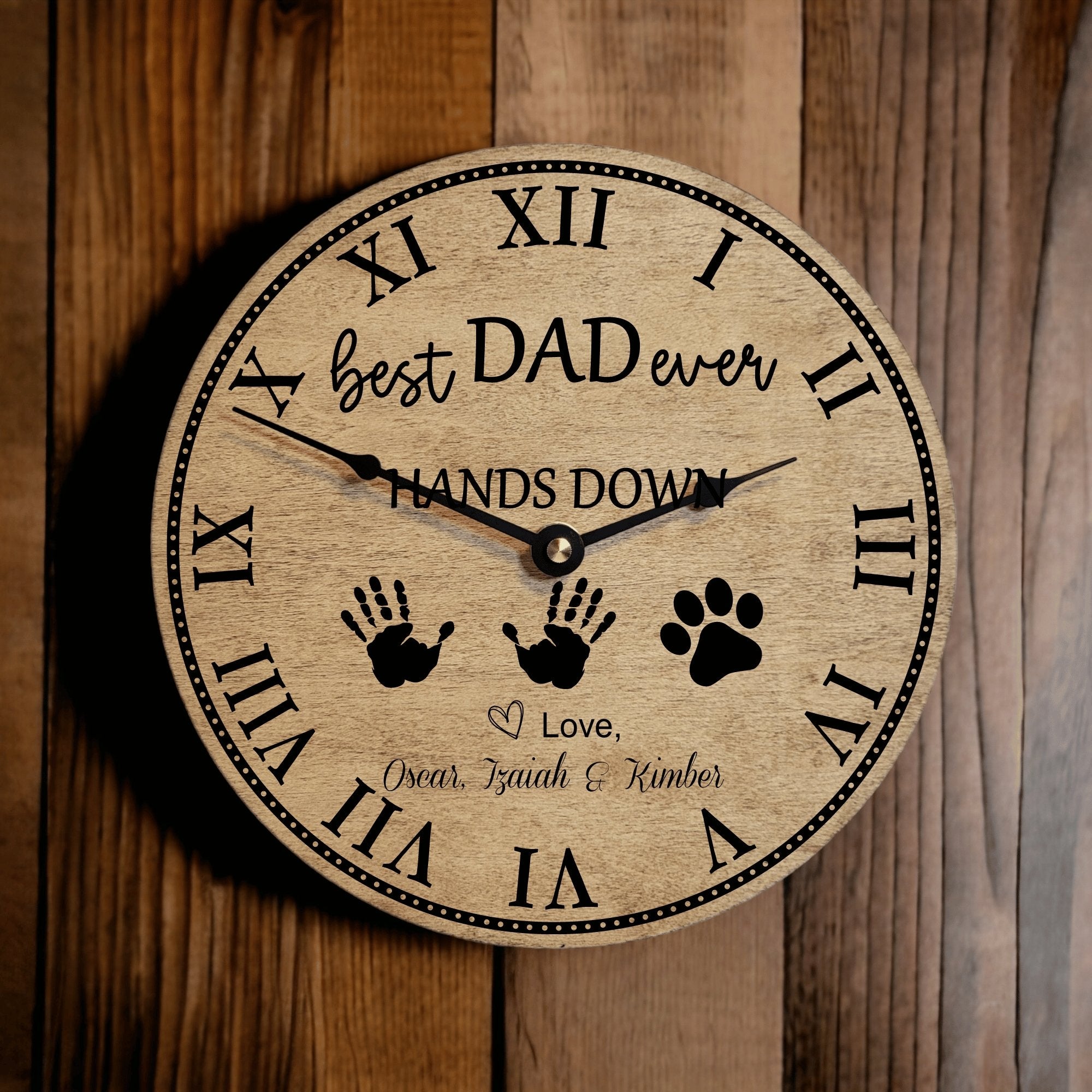 Best Dad Ever Hands Down Clock for Father's Day Personalized Gift - Designodeal