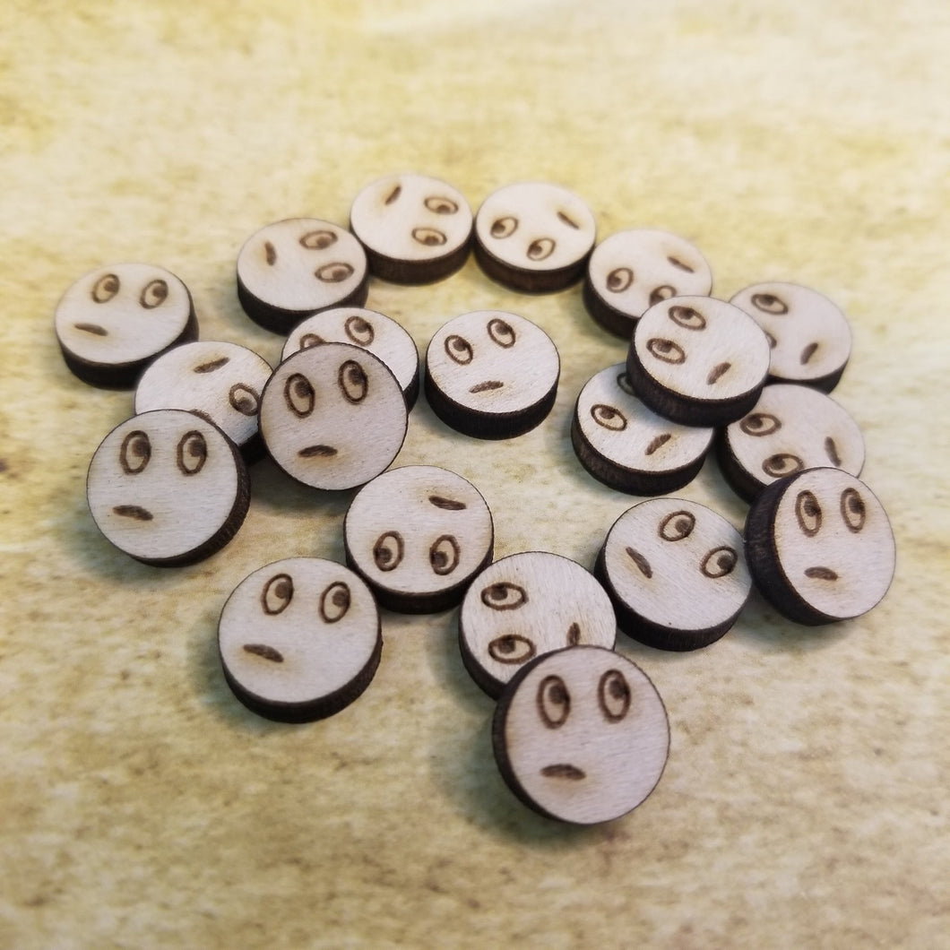 Bewildered Face Emoji Round Wood Stud Earring Blanks and Wood Confetti - Designodeal