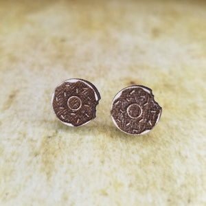 Bitten Donut Maple Wood Stud Earrings - Designodeal
