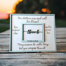Load image into Gallery viewer, Blessed Mom Proverbs 31 Bible Verse Sign - Designodeal
