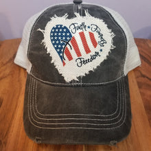 Load image into Gallery viewer, Blessed, Sweet Sassy &amp; Southern, and Faith, Family &amp; Freedom Raggedy Hat Patches - Designodeal
