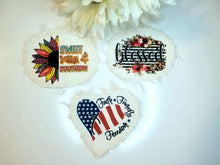 Load image into Gallery viewer, Blessed, Sweet Sassy &amp; Southern, and Faith, Family &amp; Freedom Raggedy Hat Patches - Designodeal
