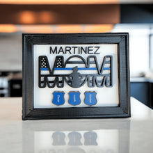 Load image into Gallery viewer, Blue Line Flag Police Officer Mom Framed Sign Personalized Gift - Designodeal
