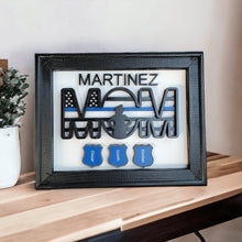 Load image into Gallery viewer, Blue Line Flag Police Officer Mom Framed Sign Personalized Gift - Designodeal
