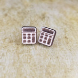 Calculator Maple Wood Stud Earrings - Designodeal