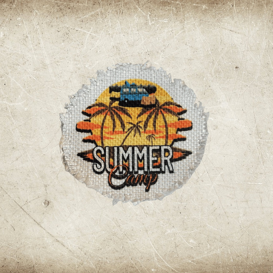 Camping Frayed Sublimation Hat Patches - Designodeal