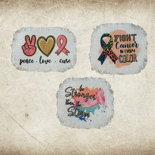 Load image into Gallery viewer, Cancer Awareness Frayed Sublimation Hat Patches - Designodeal
