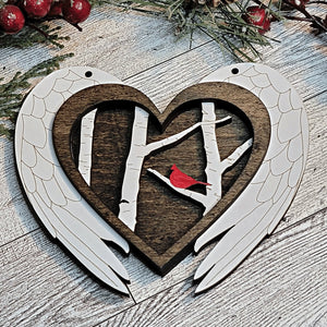 Cardinal Angel Wings Heart Memorial Christmas Ornament - Designodeal