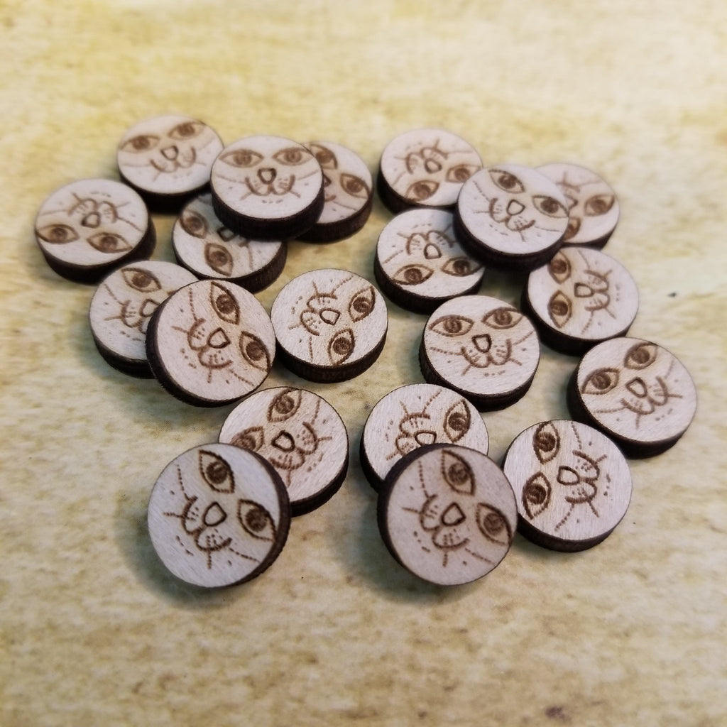 Cat Face Round Wood Stud Earring Blanks and Wood Confetti - Designodeal