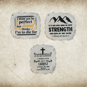 Christian Verses Frayed Sublimation Hat Patches - Designodeal
