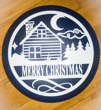 Load image into Gallery viewer, Christmas Cottage with Extended Backer Engraved Home Decor Sign - Designodeal
