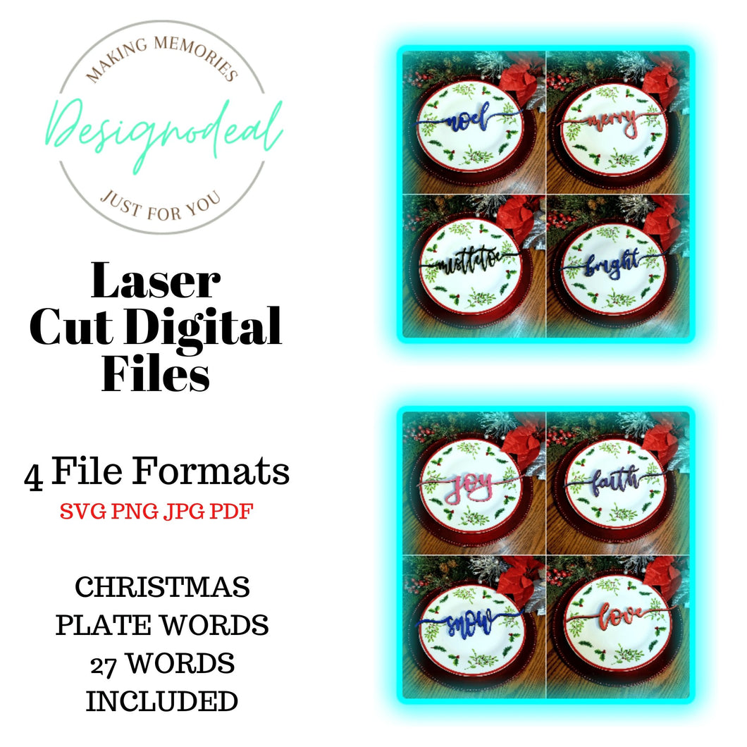 Christmas Plate Words Digital File Only - Designodeal